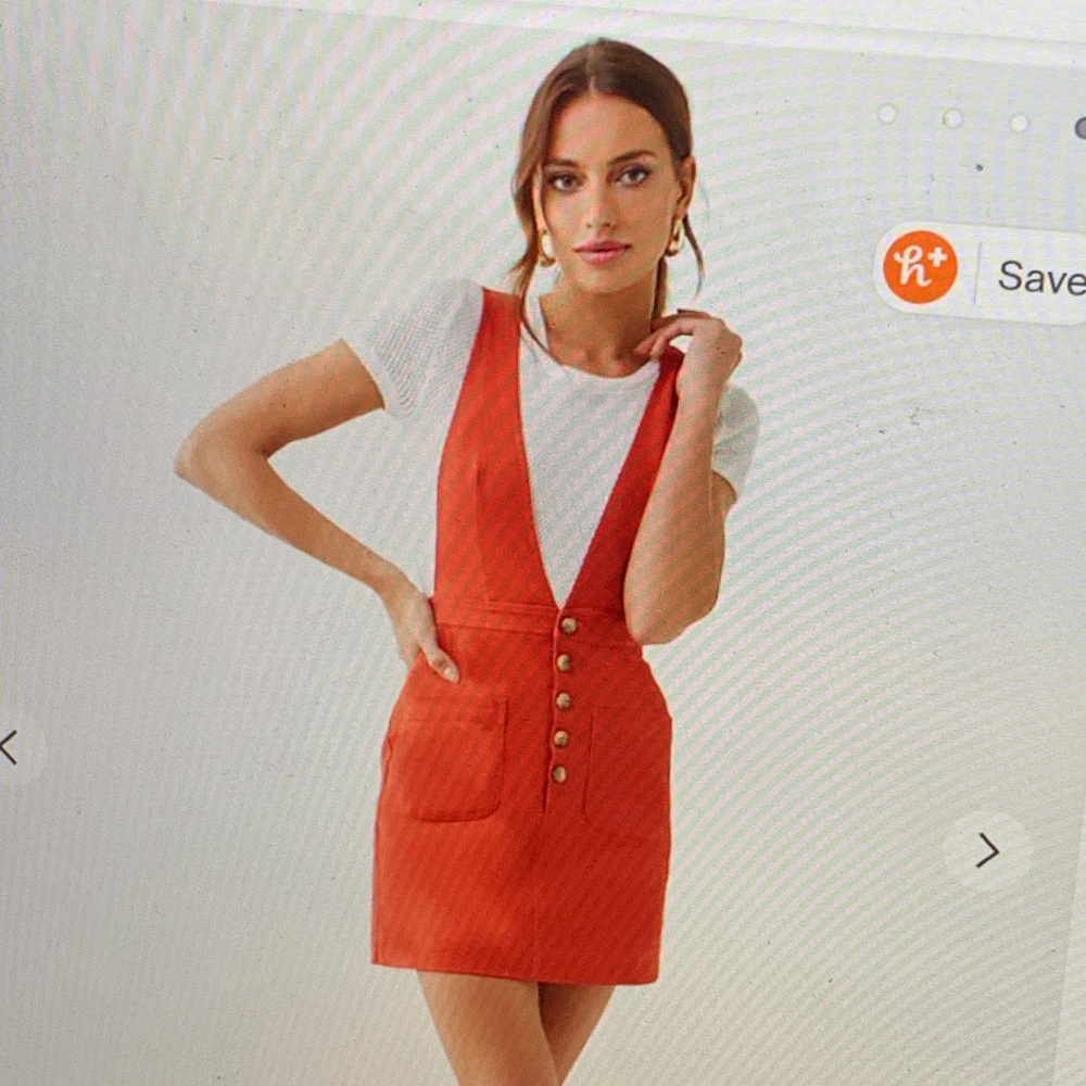 Forever 21 Denim Rust Pinafore Dress